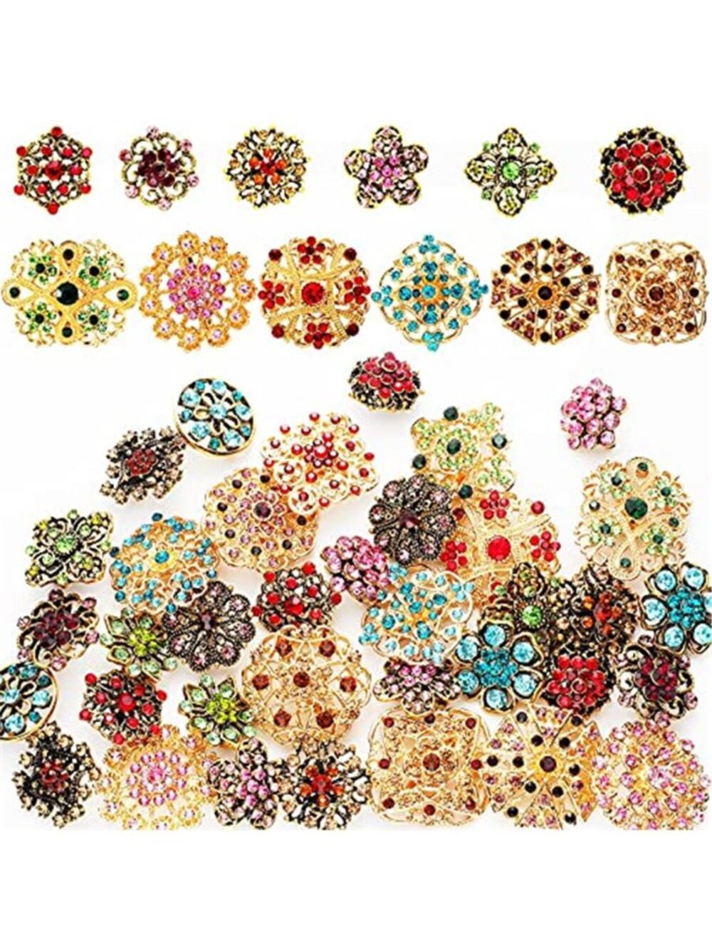 36 Pcs Rhinestone Brooches Bulk Vintage Women Brooch Pins for Crafts